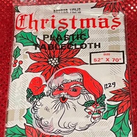 BETTER HOME CHRISTMAS 52" X 90" TABLECLOTH ~ WIPES CLEAN WATERPROOF PLASTIC - Picture 4 of 5